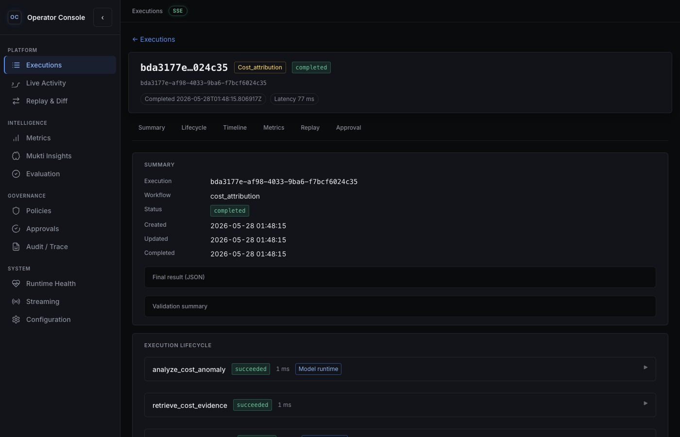 Cost attribution workflow execution